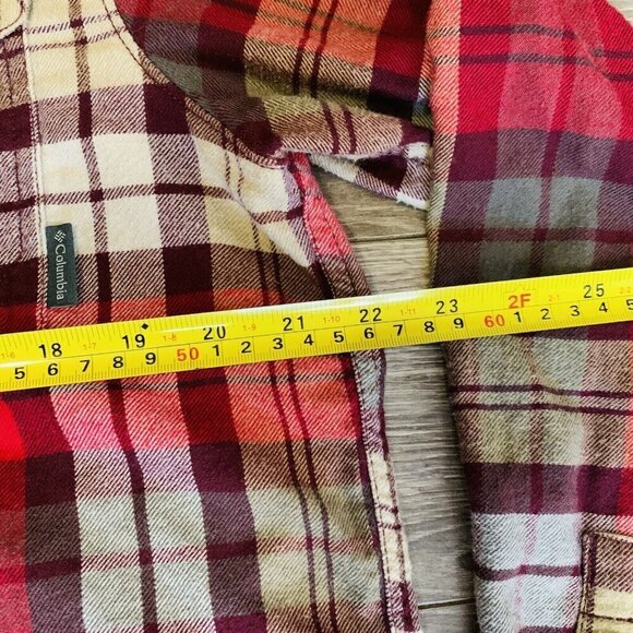 Columbia Omni-Wick Long Sleeve Button Up Flannel Shirt Men’s M Plaid Red Brown - Picture 8 of 14